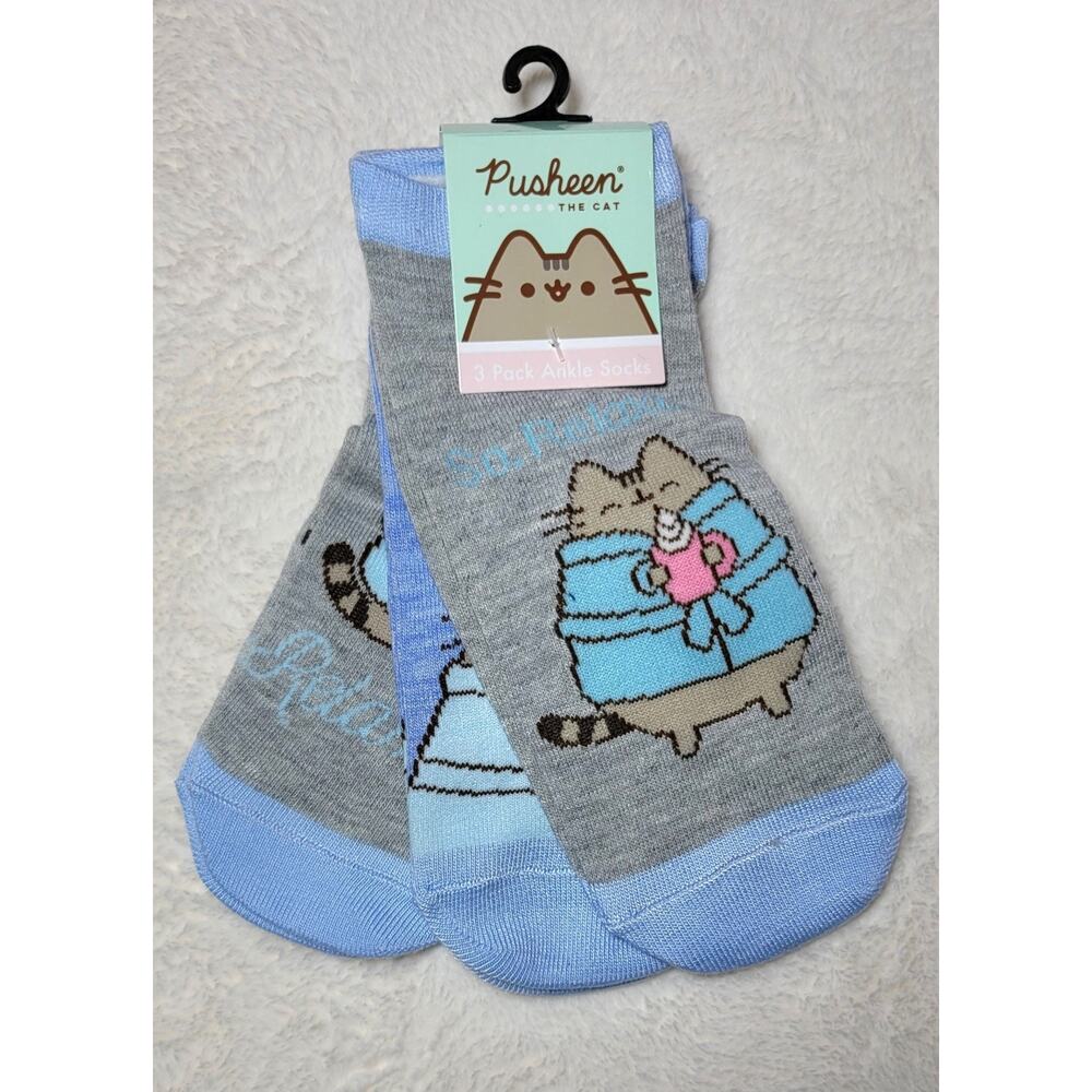 Pusheen the Cat Ankle Socks Adult Size 3 Pack So Relaxed Sleepy CultureFly